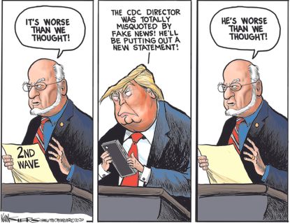 Political Cartoon U.S. CDC coronavirus Trump second wave