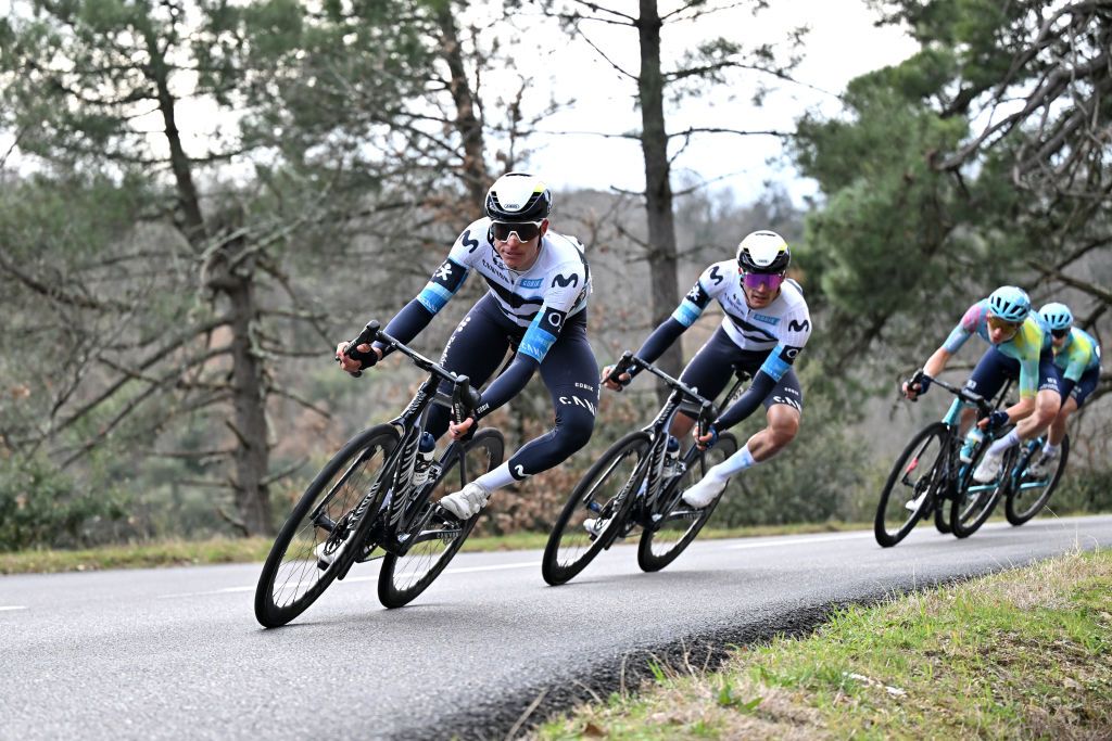 GUILHERANDGRANGES FRANCE MARCH 01 Enric Mas Nicolau of Spain and Team Movistar competes during the 25th FaunArdeche Classic 2025 a 1659km one day race from GuilherandGranges to GuilherandGranges on March 01 2025 in GuilherandGranges France Photo by Billy CeustersGetty Images
