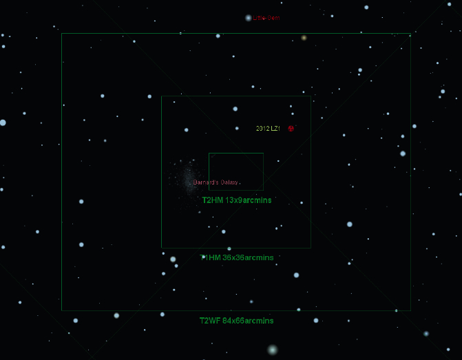 A look at asteroid 2012 LZ1&#039;s position in the sky during its June 14 flyby.