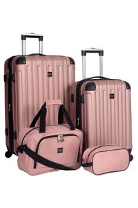Travelers Club Midtown Hardside 4-Piece Luggage Travel Set, Rose Gold $140