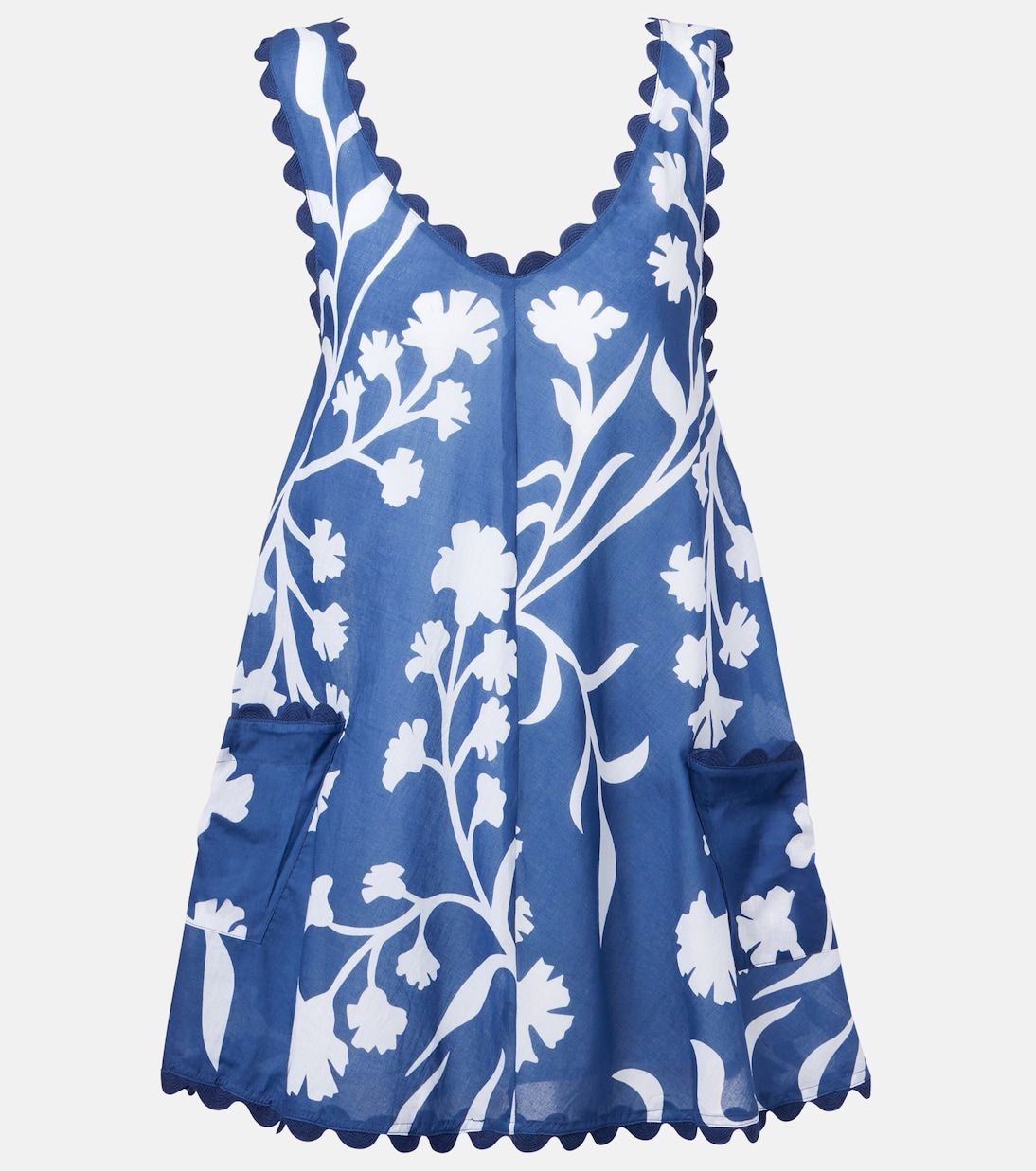 Floral Scalloped Cotton Minidress