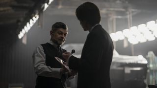 Andy Serkis as Alfred with Robert Pattinson as Bruce Wayne in The Batman