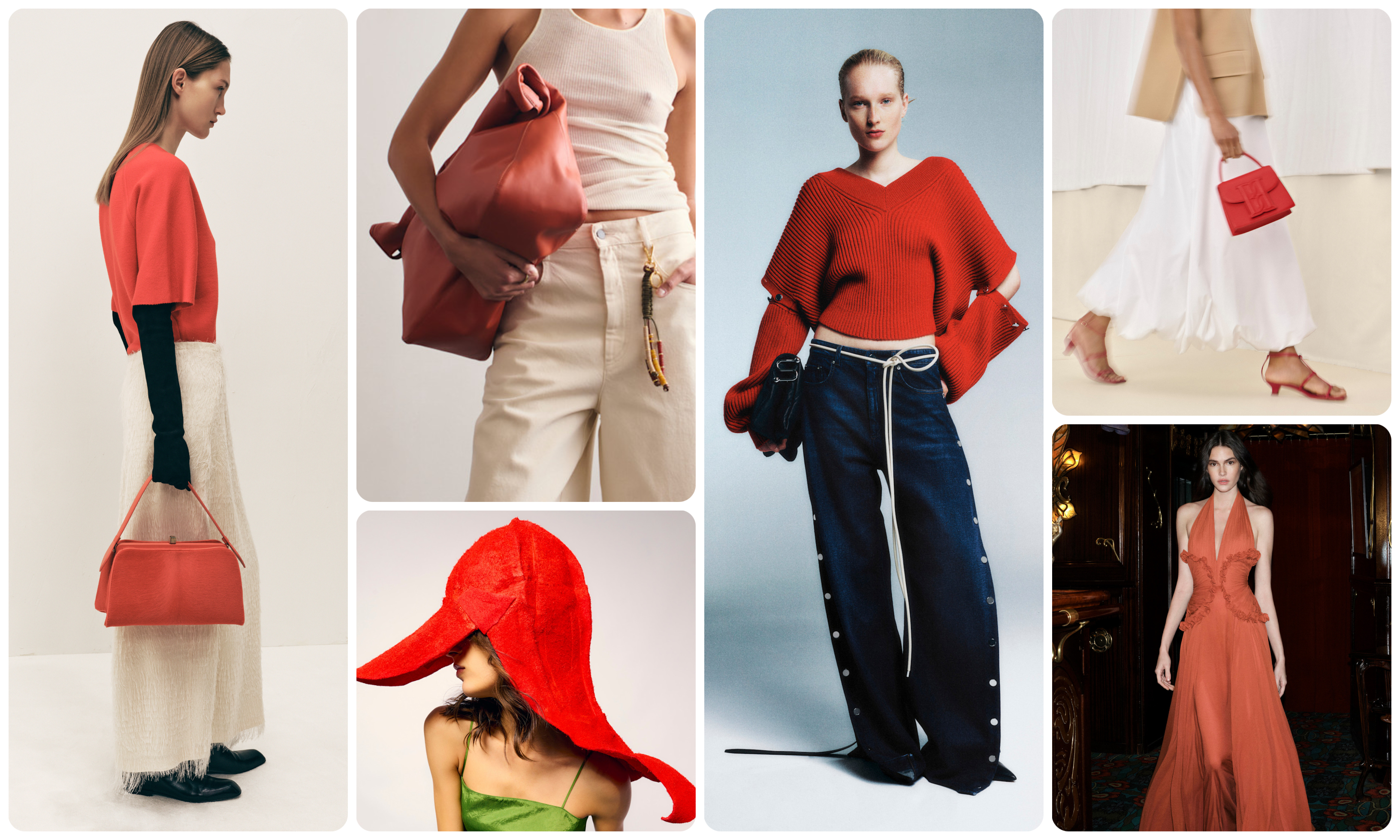 the blood orange 2025 color trend at Khaite, Kallmeyer, Tibi, Sportmax, By Malene Birger, Elie Saab