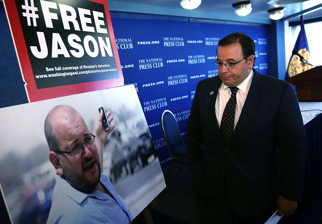 Ali Rezanian, brother of imprisoned Washington Post reporter, talks to the media