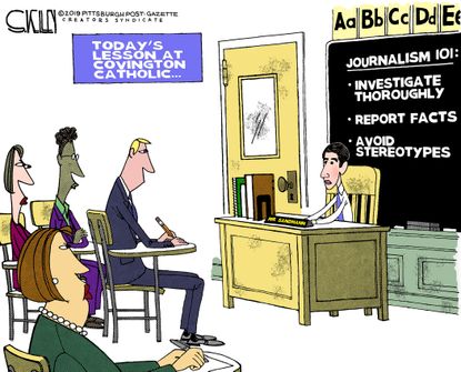 Editorial cartoon U.S. MAGA teens covington&nbsp;high school media bias