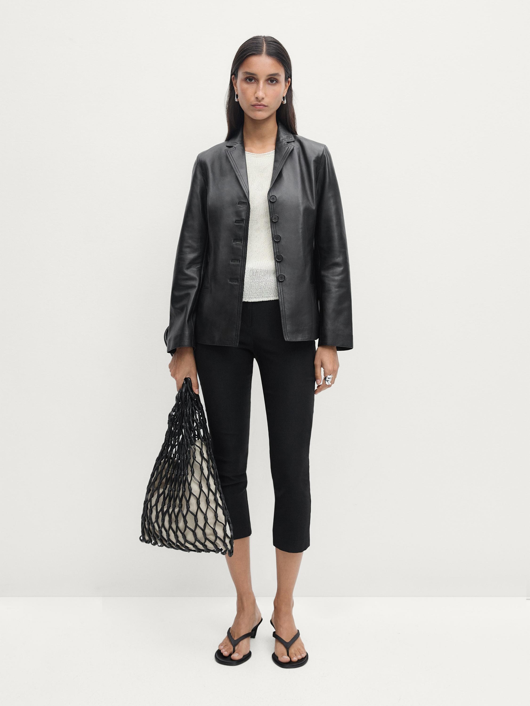 massimo dutti, Fitted Nappa Leather Blazer
