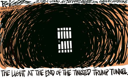 Political cartoon U.S. Trump impeachment Russia investigation
