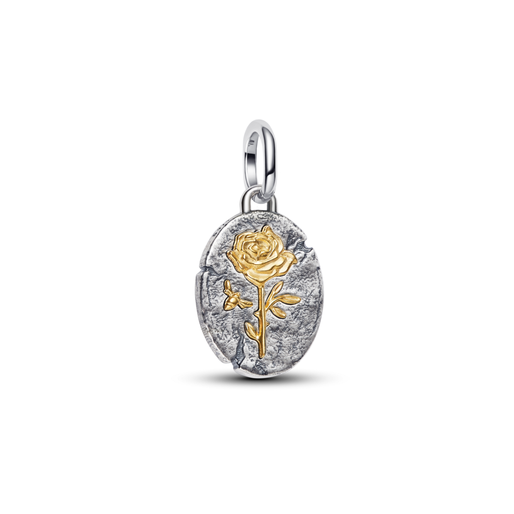 Product shots of gold charms from Pandora&#039;s Talisman collection
