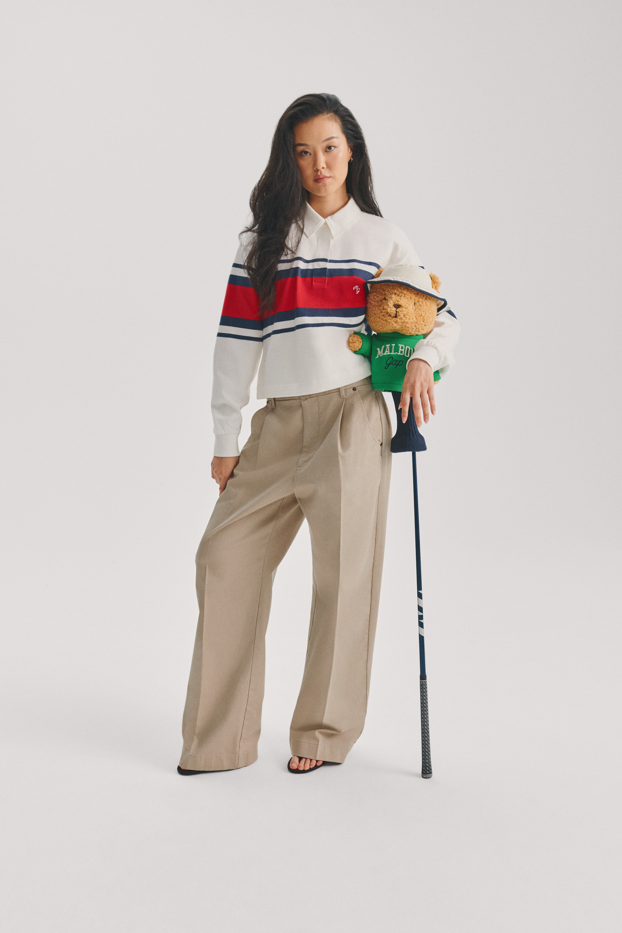 A model wearing a look from the Gap x Malbon collection.