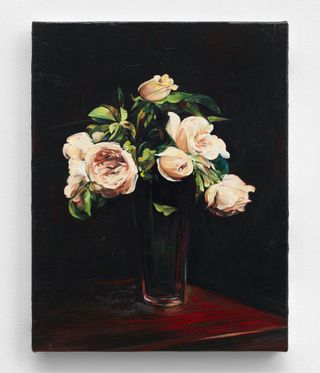 Sam McKinniss, Blush Roses in a Glass (after Fantin-Latour), 2020.