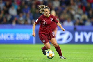 Fran Kirby of England runs with the ball during the 2019 FIFA Women's World Cup France group D match between England and Argentina at on June 14, 2019 in Le Havre, France.