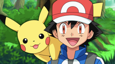 A still from the Pokemon series, one of the best anime shows, of main characters Ash and Pikachu