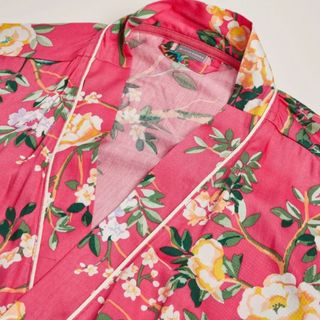 The Floral Print Pink Long Tie Waist Robe Dressing Gown from Oliver Bonas