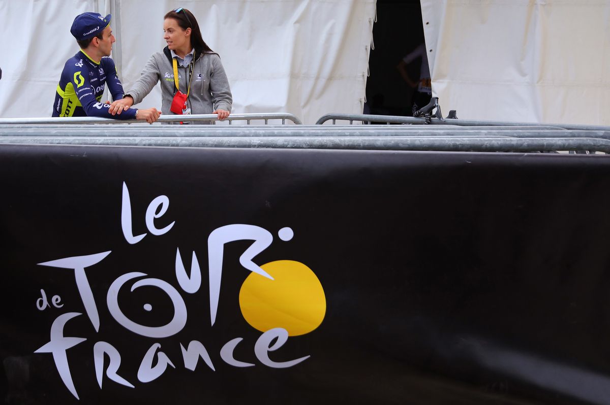 Simon Yates (Orica-Scott) back stage before collecting the jersey