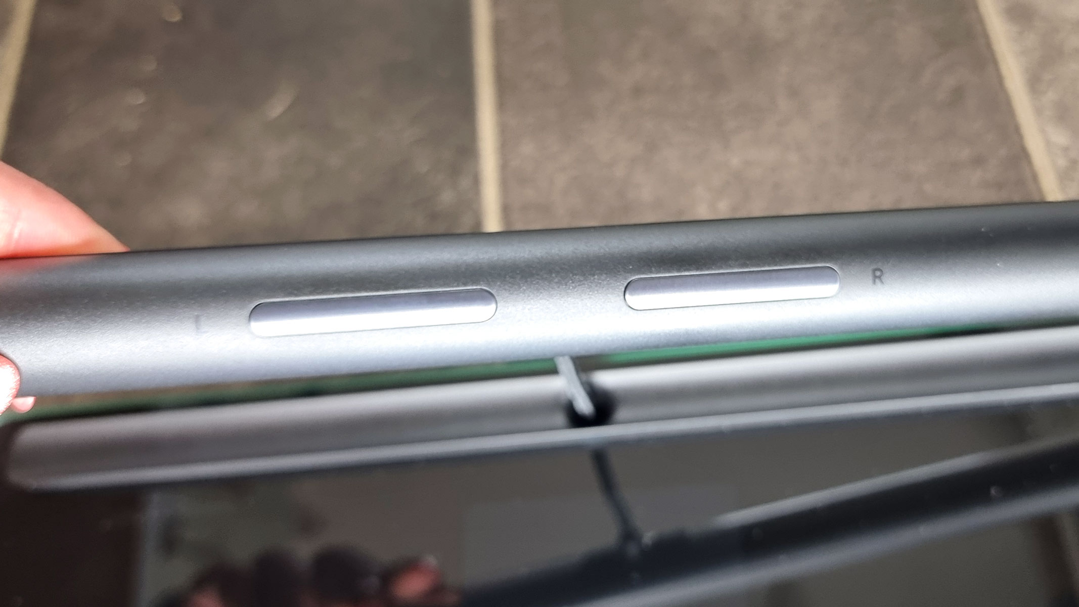 a close-up picture of the sensors in the Withings Body Scan smart scale