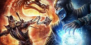 Scorpion and Sub-Zero fight in Mortal Kombat.