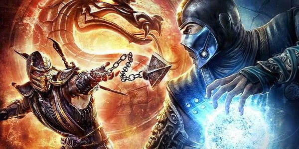 Scorpion and Sub-Zero fight in Mortal Kombat.