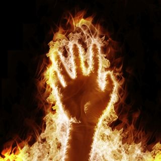 hand on fire