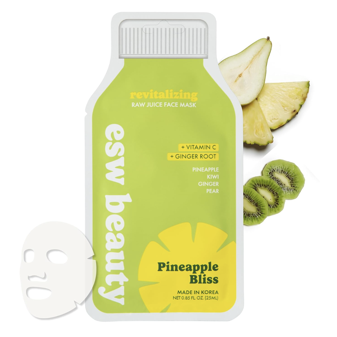Esw Beauty Pineapple Bliss - Revitalizing Raw Juice Face Mask - Brightening With Pineapple, Kiwi, Ginger &amp;amp; Pear for Dull, Uneven Skin - Enhances Radiance &amp;amp; Smoothness