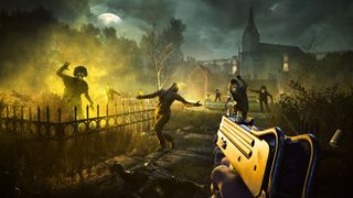 The living dead rise in a yellowy fog in Far Cry 5: Dead-Living Zombies.
