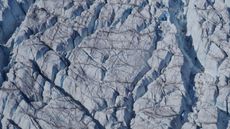 Cracks in Greenland ice sheet.