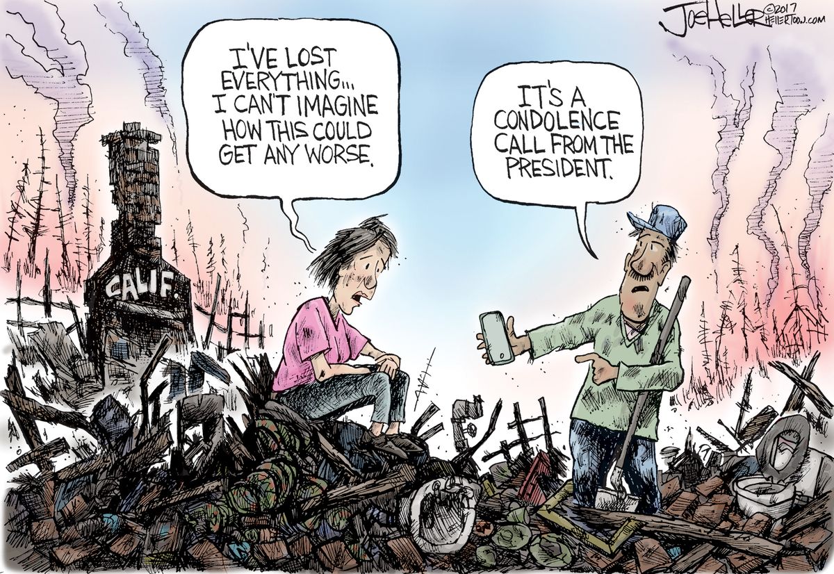 Political cartoon environment natural disaster California wildfires ...