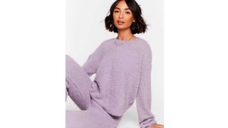 Nasty Gal Luxe Good To Me Fluffy Knit Wide-Leg Lounge Set