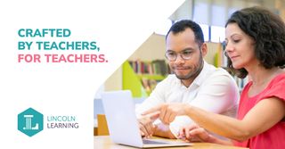A infographic for lincoln learning showing two teachers looking at a laptop