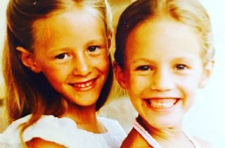 Young Caroline Flack and sister