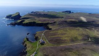 Shetland Islands. Fair Isle drone view