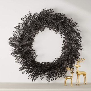 Modern black Christmas wreath from CB2.