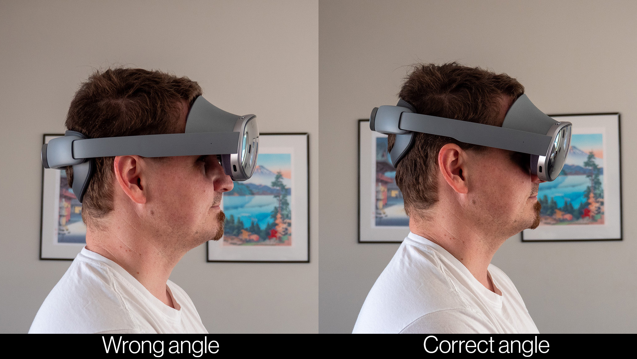 Showing how to wear the Samsung Galaxy XR incorrectly and correctly for the best experience