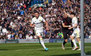 Leeds United’s Jack Harrison celebrates scoring the opening goal during the Premier League match at Elland Road, Leeds. Picture date: Saturday April 2, 2022