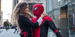 Spider-Man with MJ in Spider-Man: Far From Home