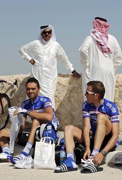 Team Quick step riders hanging out in Qatar.