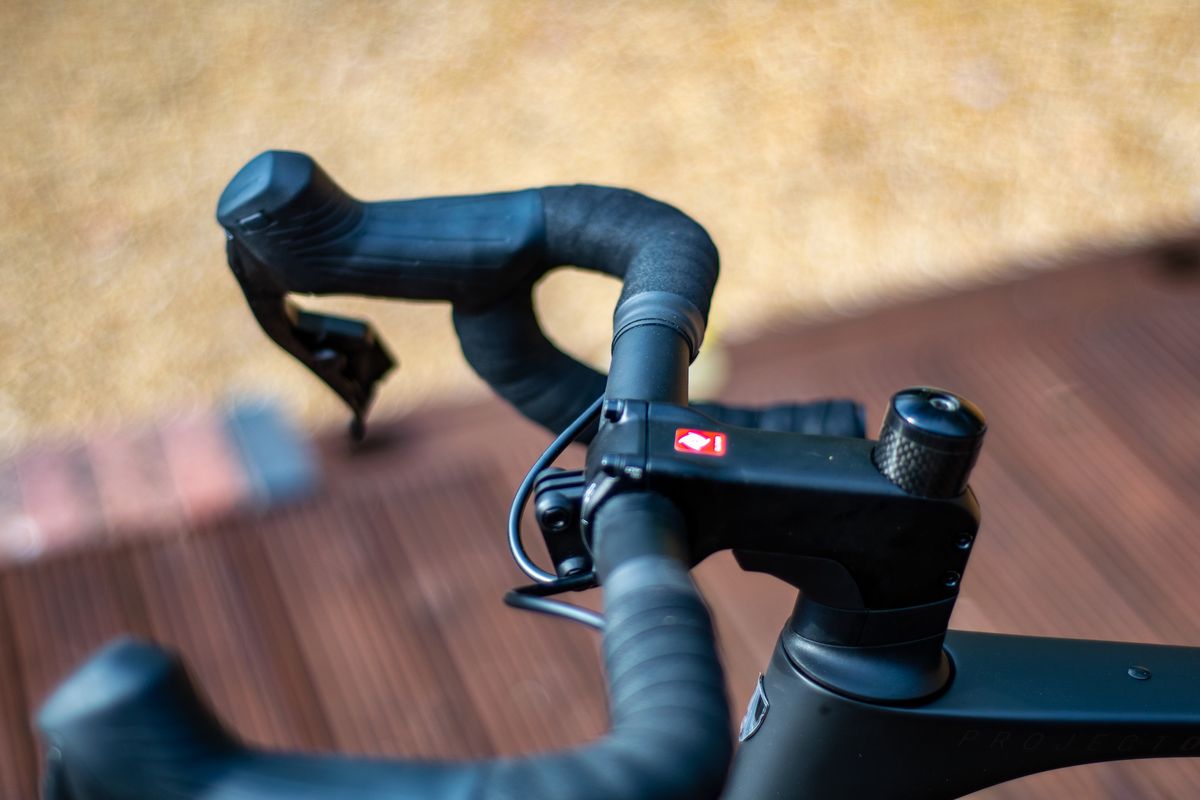 A black Trek Domane SLR 7 AXS
