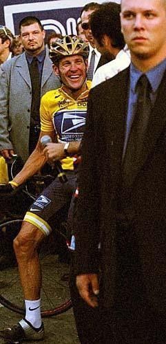 Lance laughing at the finish
