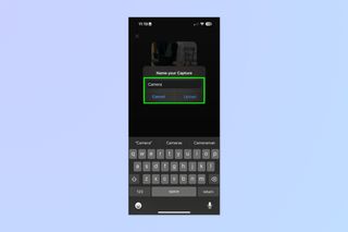 A screenshot of the Luma AI app being used to 3D capture a black Fujifilm camera