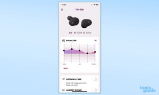 Yamaha TW-E5B review image showing screenshot of app's EQ controls