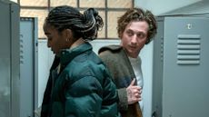 The Bear Season 4 – with Ayo Edebiri as Sydney and Jeremy Allen-White as Carmy in a locker room scene.