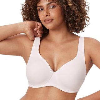 Delimira Women's Minimiser Bra Plus Size Non Padded Underwired Seamless Comfort Bras Coconut White 34b