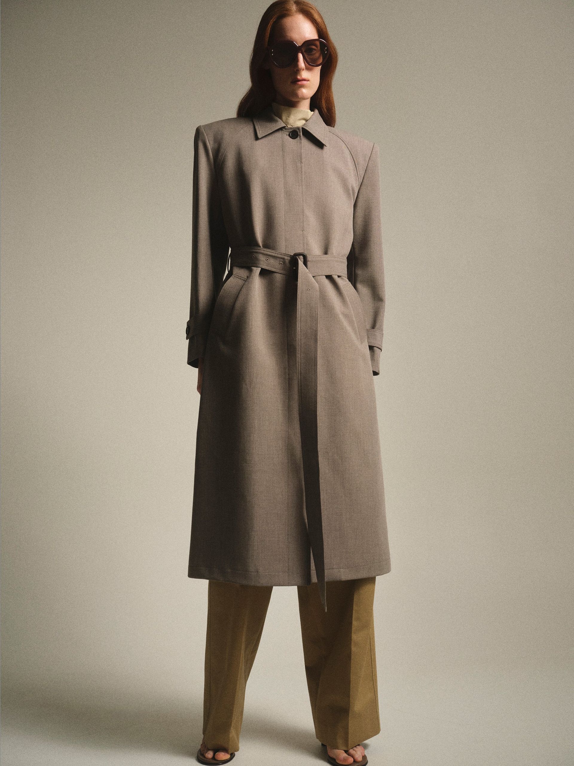 Belted Topcoat, Beige