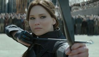Jennifer Lawrence as Katniss in Mockingjay Part 2