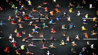 A birds-eye view of marathon runners