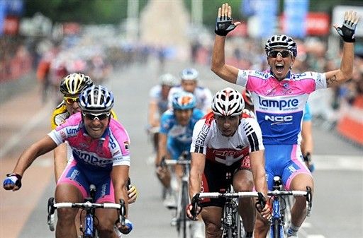 Angelo Furlan (Lampre-NGC) celebrates.
