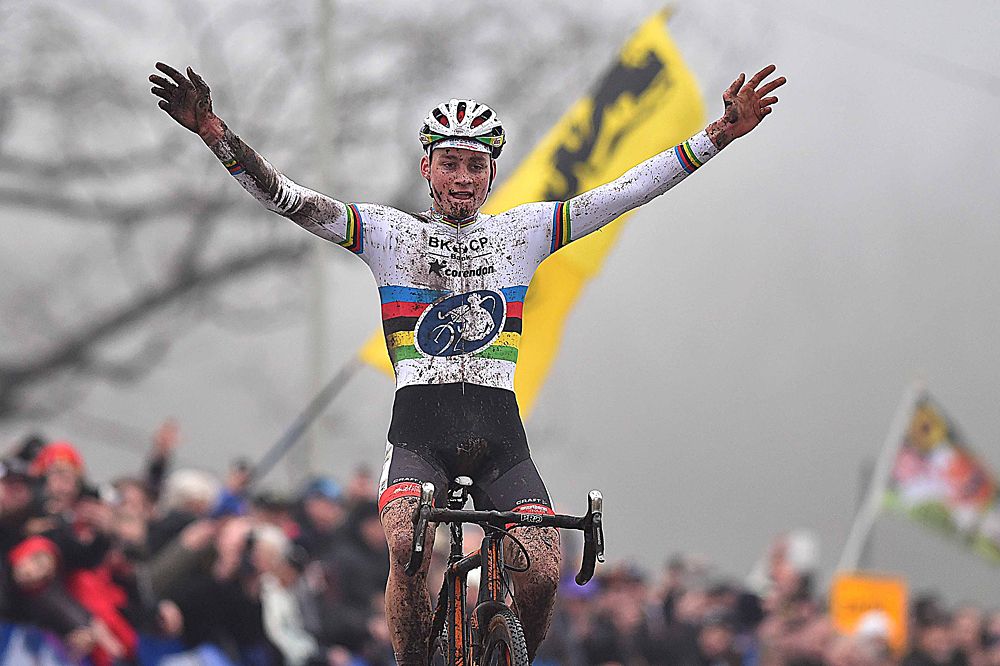 Mathieu van der Poel won his fourth consecutive World Cup round in Hoogerheide