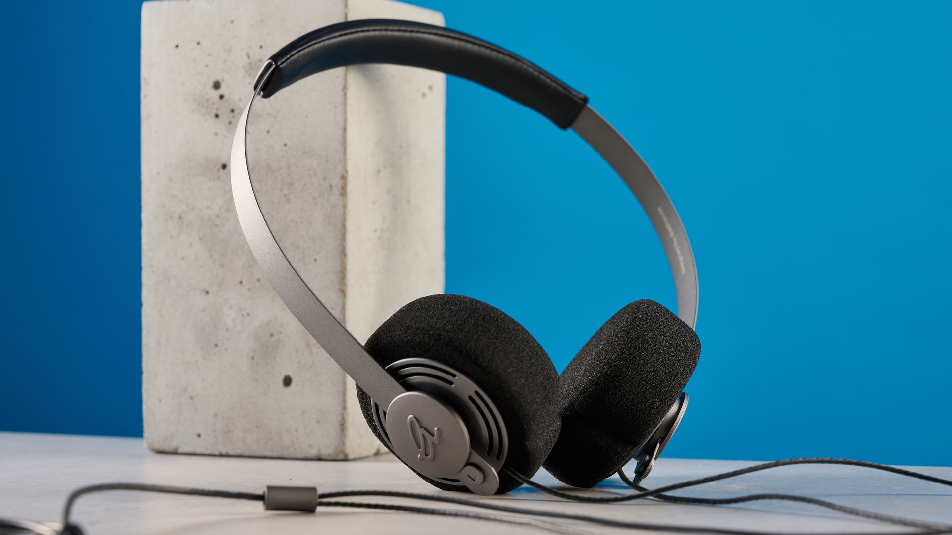 Gadhouse Wesley Headphones, wired headphones photographed in front of a blue background