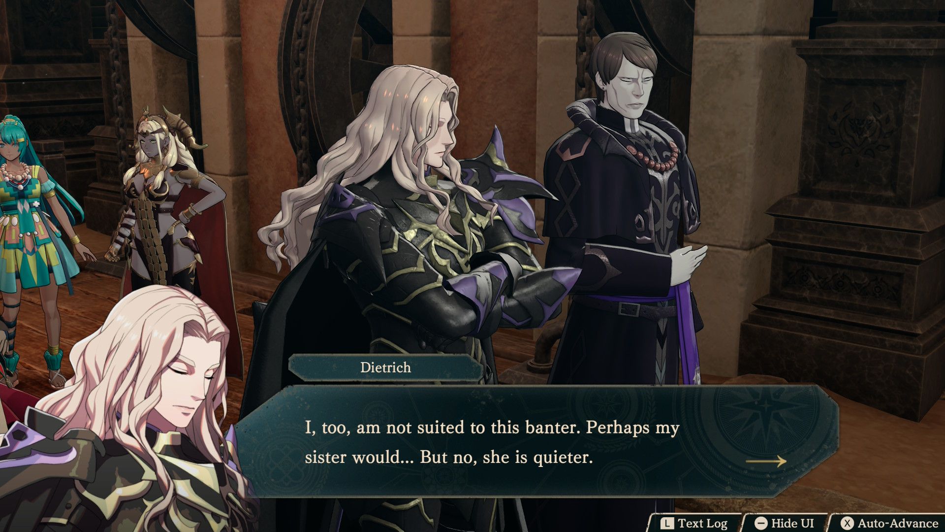 Dietrich y Fabio conversan en Fire Emblem: Fortune's Weave