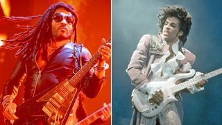 Lenny Kravitz and Prince playing live on stage