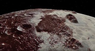 New Horizons' view of Pluto, as seen in a new NASA video released on July 14, 2017, the second anniversary of the probe's epic flyby of the dwarf planet.